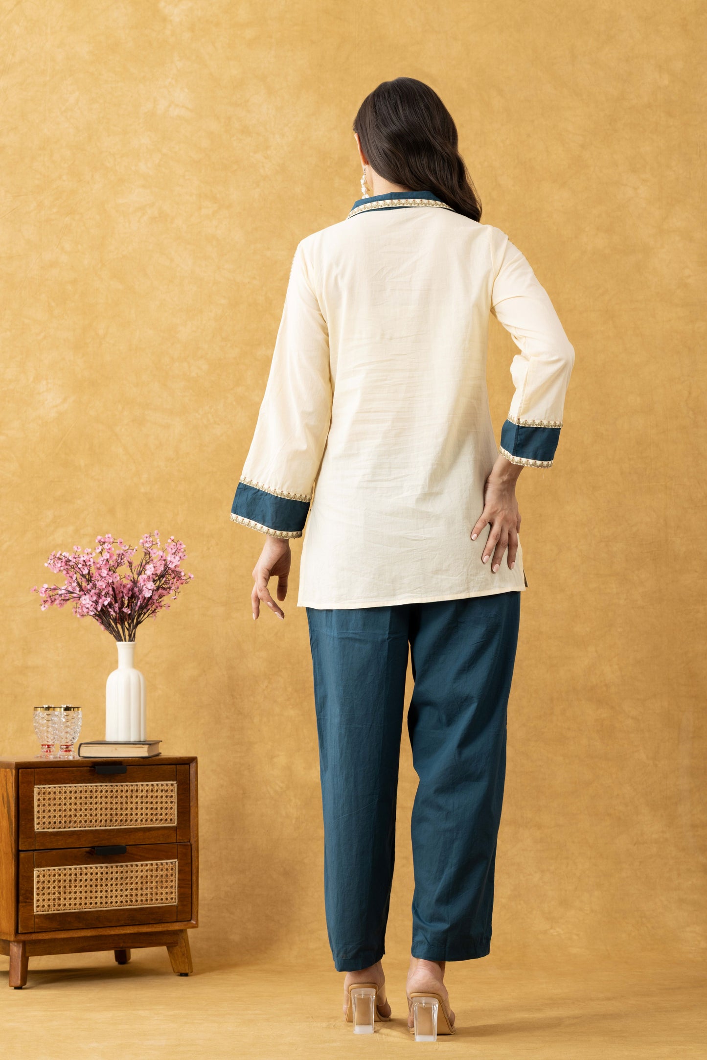 Ivory Embroidered Cotton Co-Ord Set