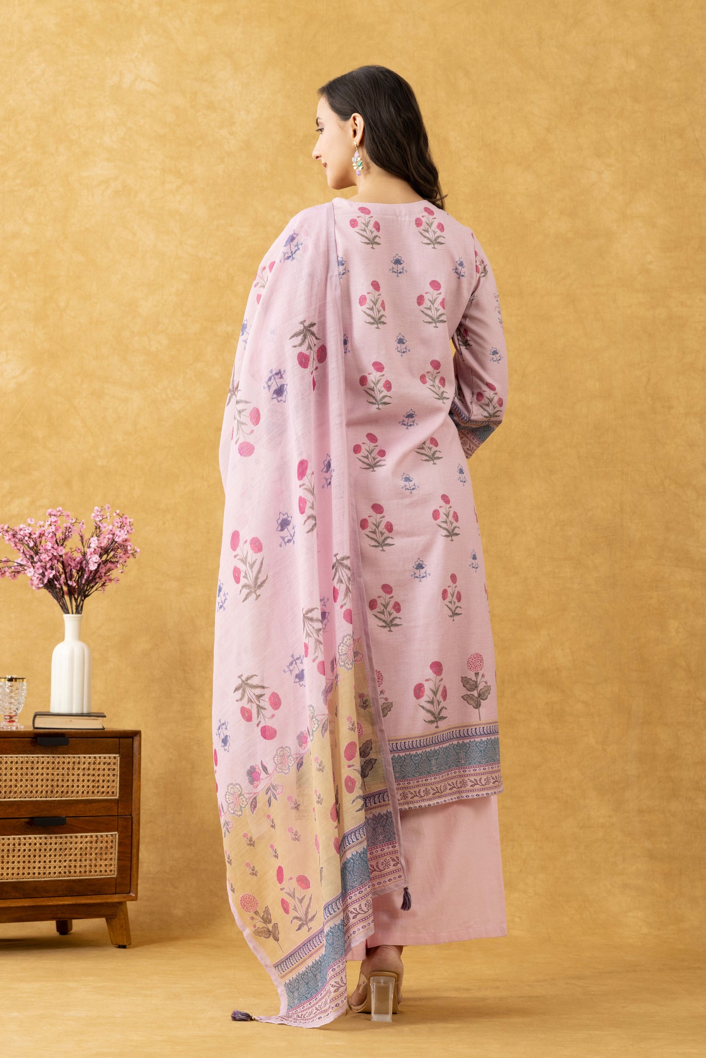 Blush Floral Cotton Suit Set
