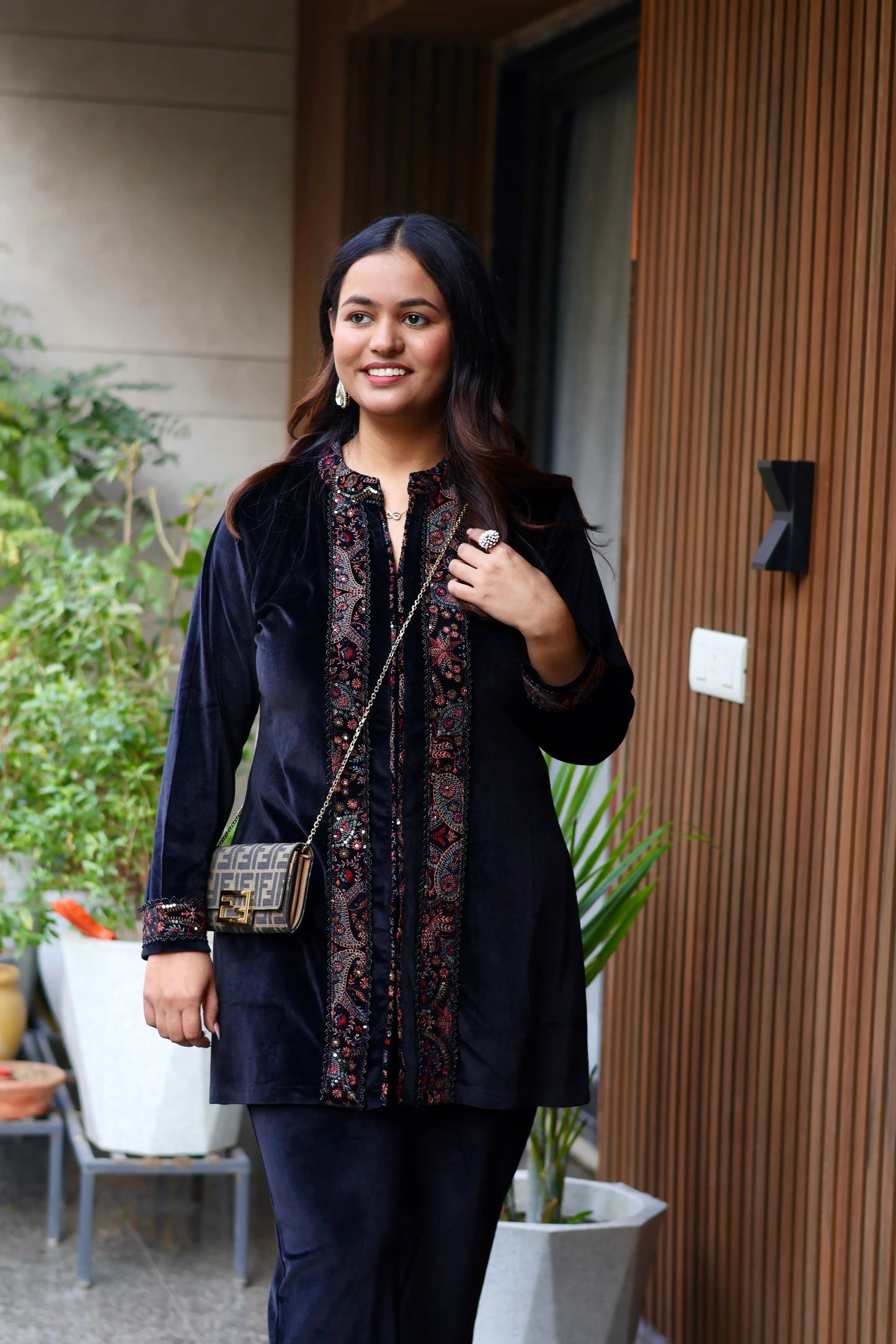 Black Kashmiri Embroidered Co-Ord Set