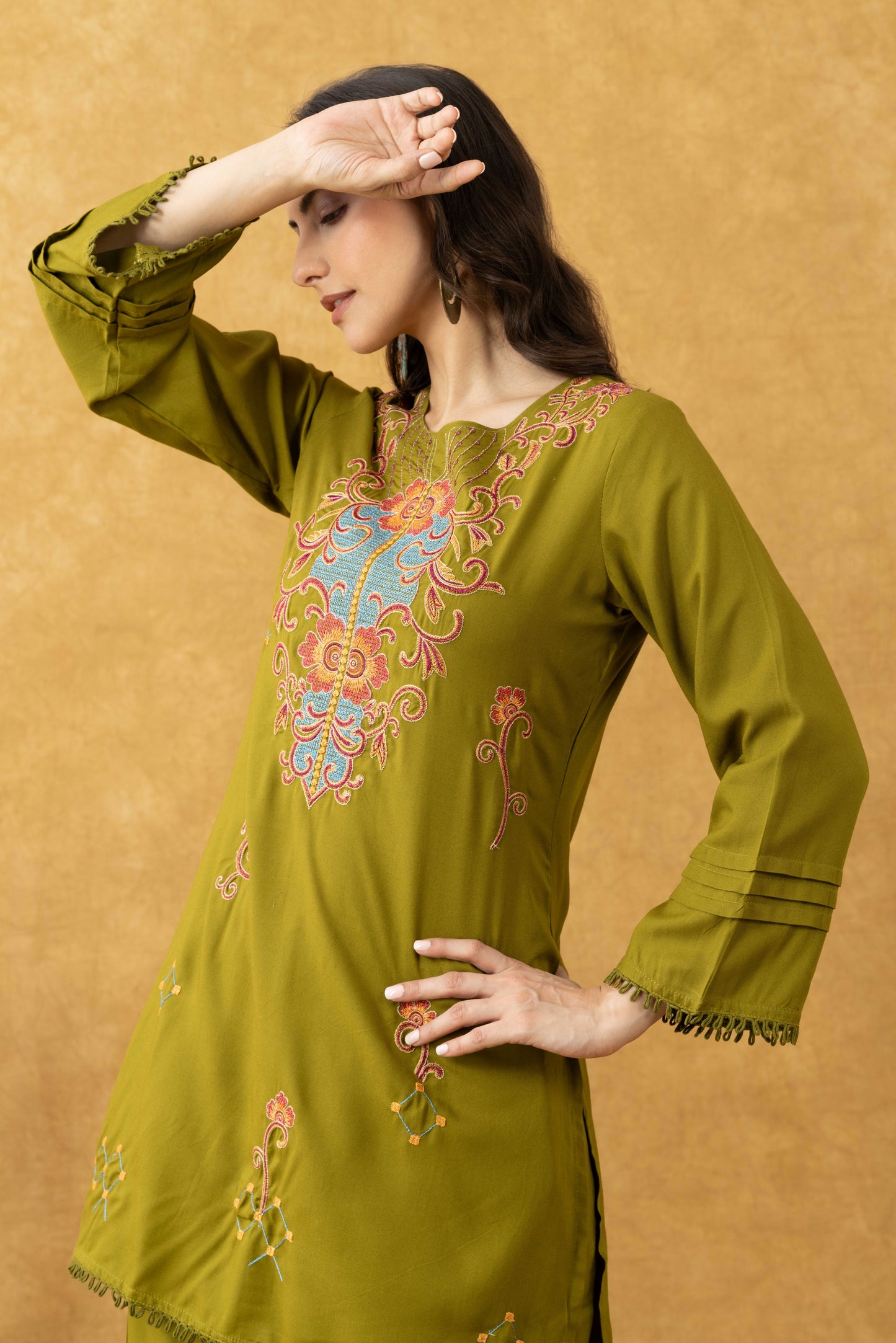 Olive Bloom Cotton Co-Ord Set