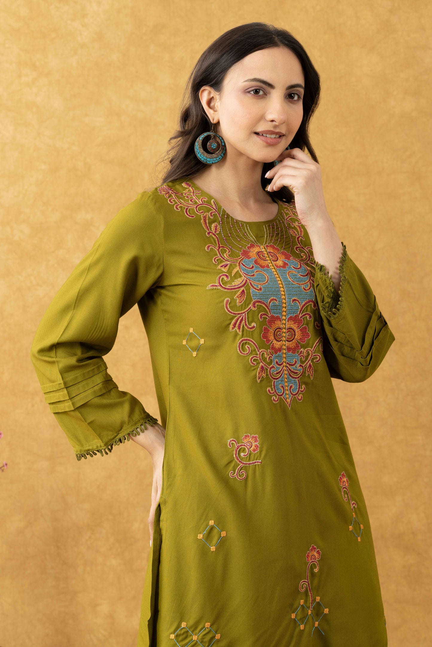 Olive Bloom Cotton Co-Ord Set
