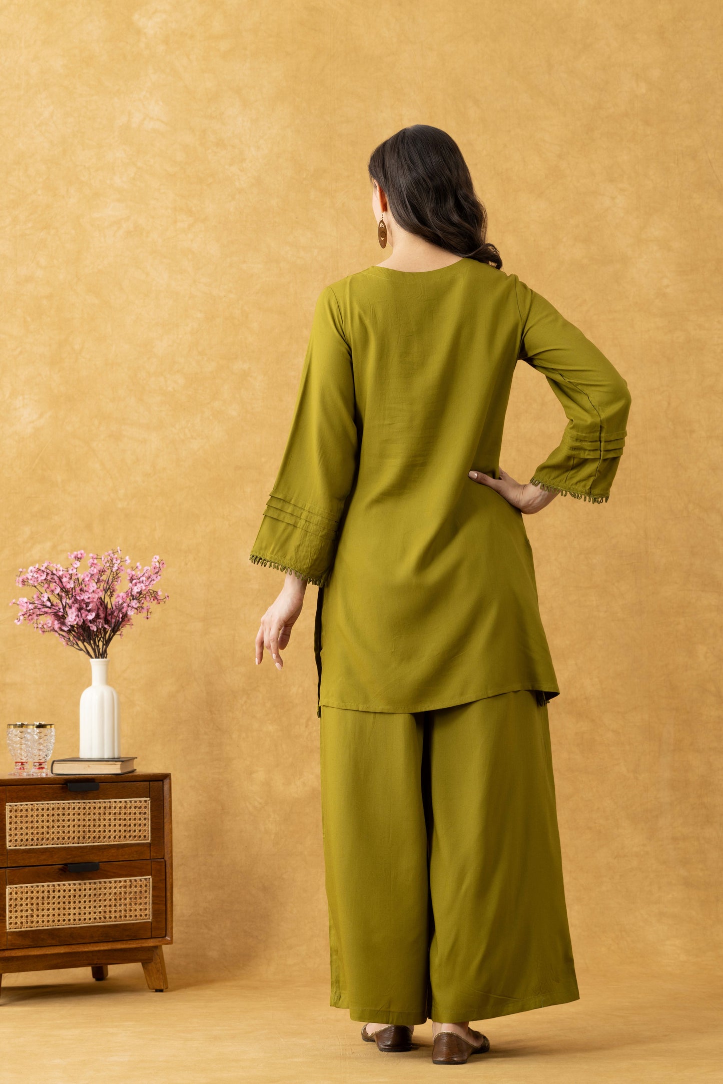 Olive Bloom Cotton Co-Ord Set