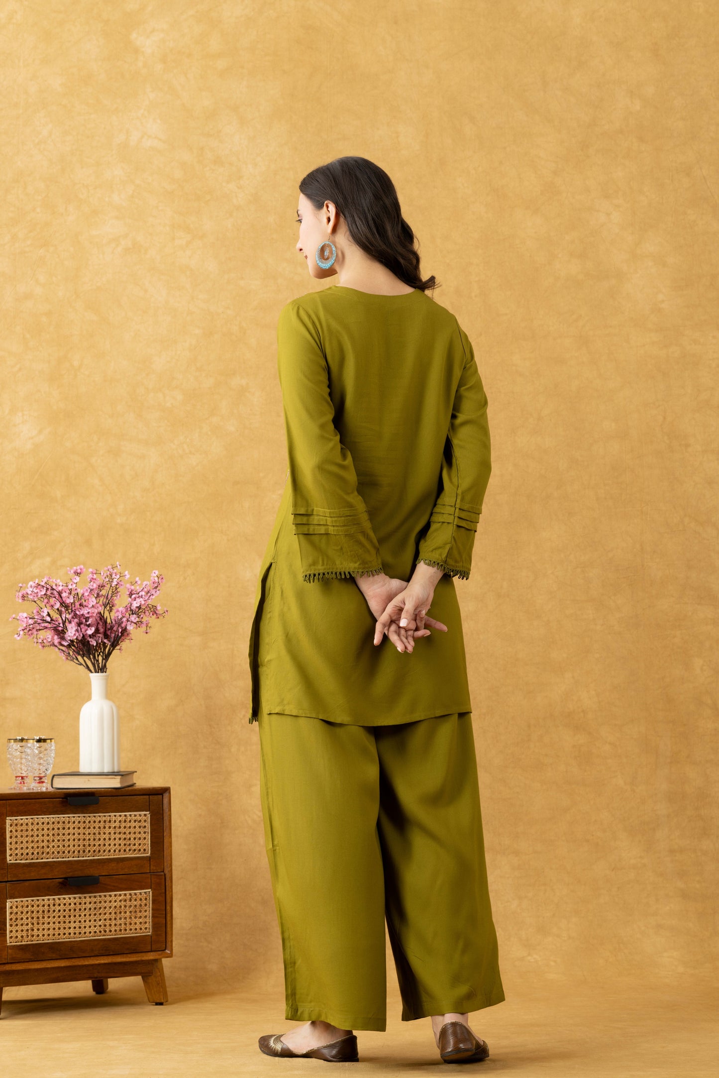 Olive Bloom Cotton Co-Ord Set