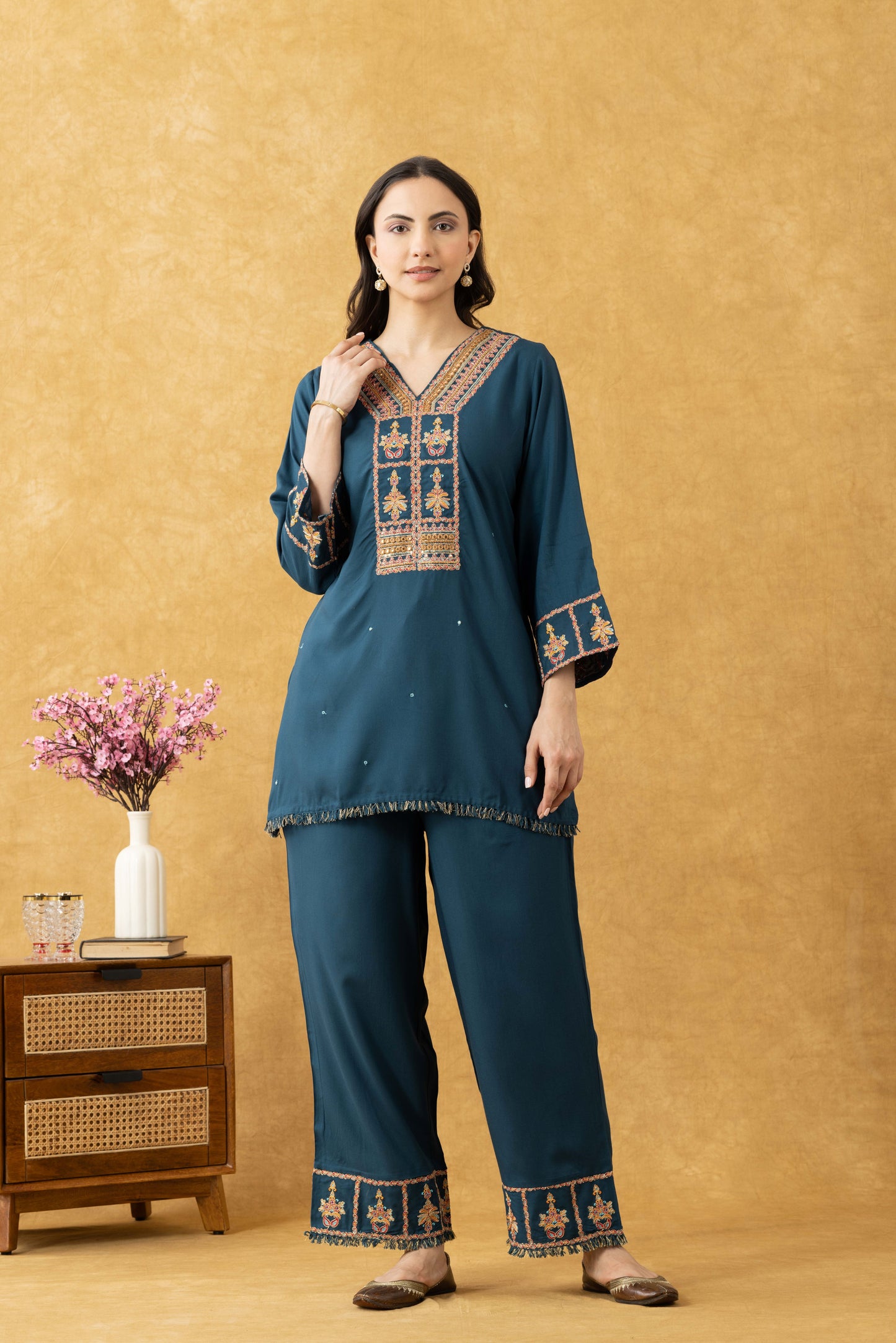 Teal Blue Cotton Co-ord Set