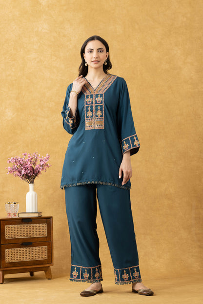 Teal Blue Cotton Co-ord Set