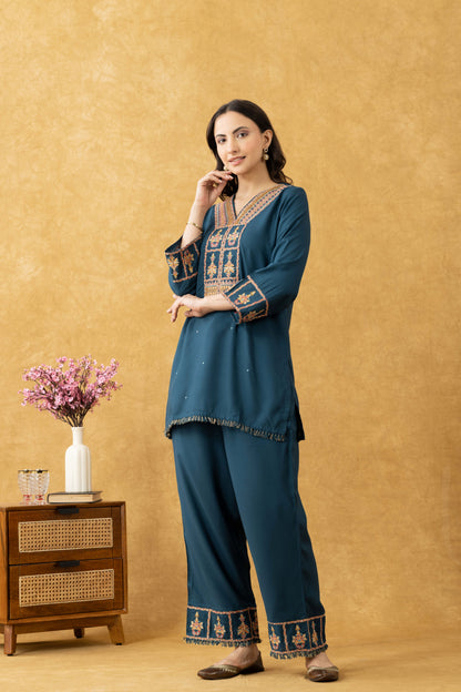 Teal Blue Cotton Co-ord Set