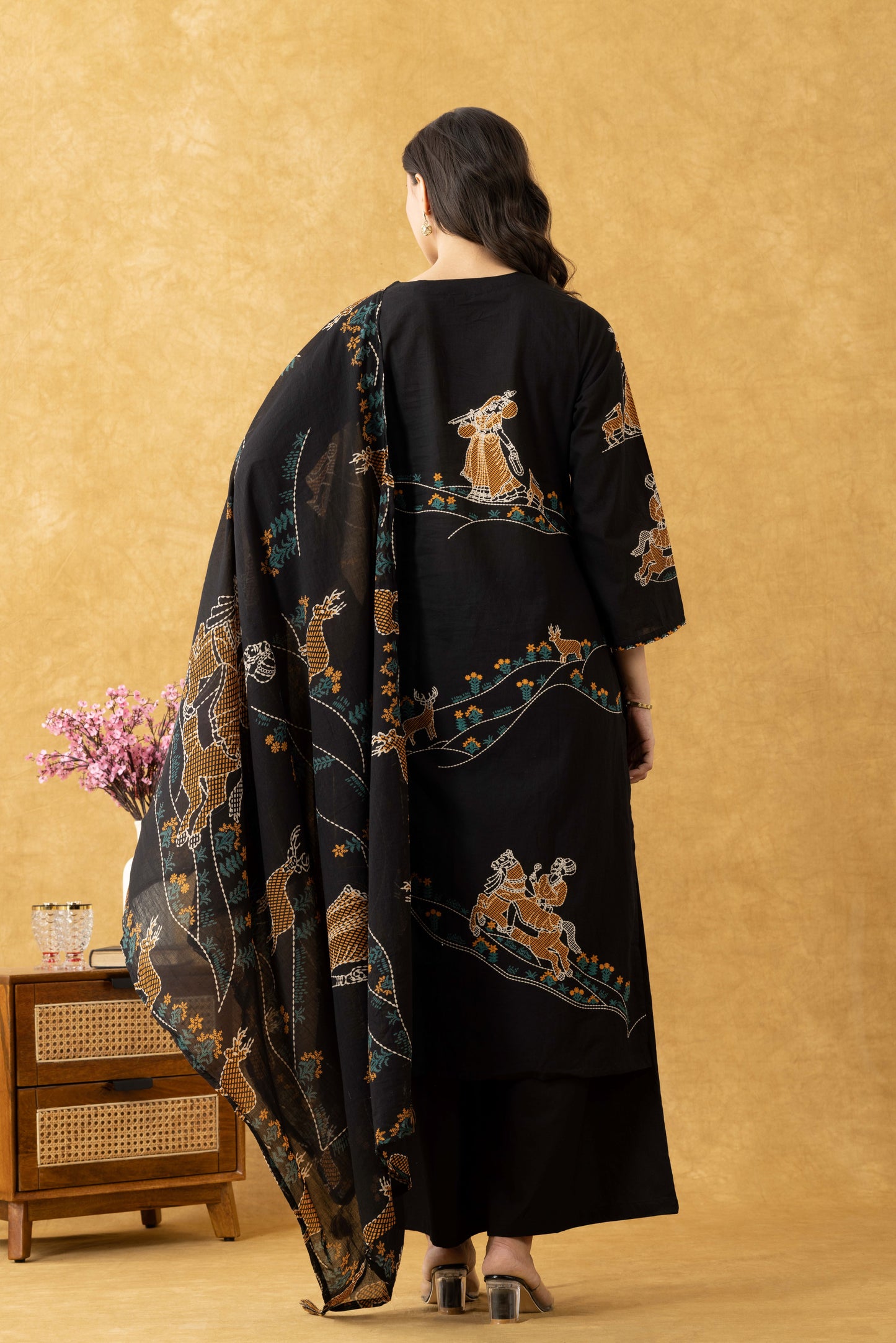 Midnight Folk Print Cotton Suit Set