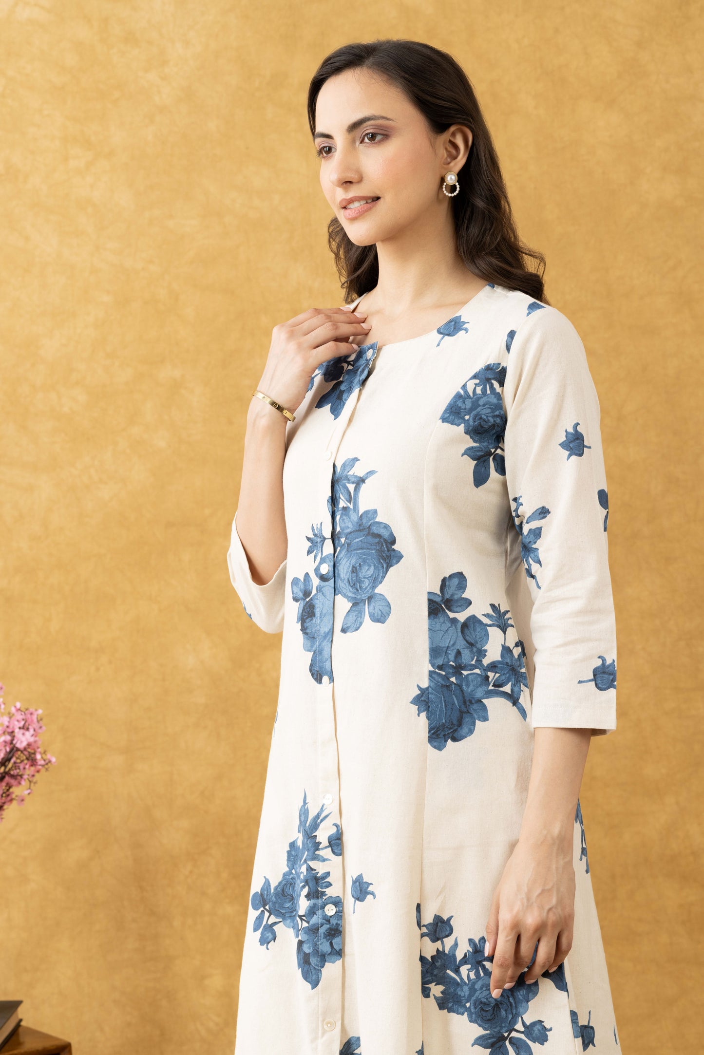 Ivory Floral Cotton Kurta Set