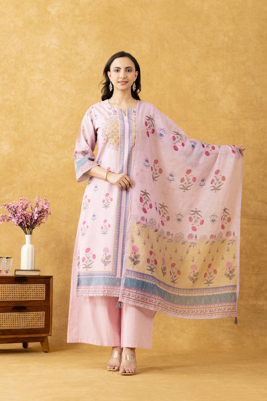 Blush Floral Cotton Suit Set