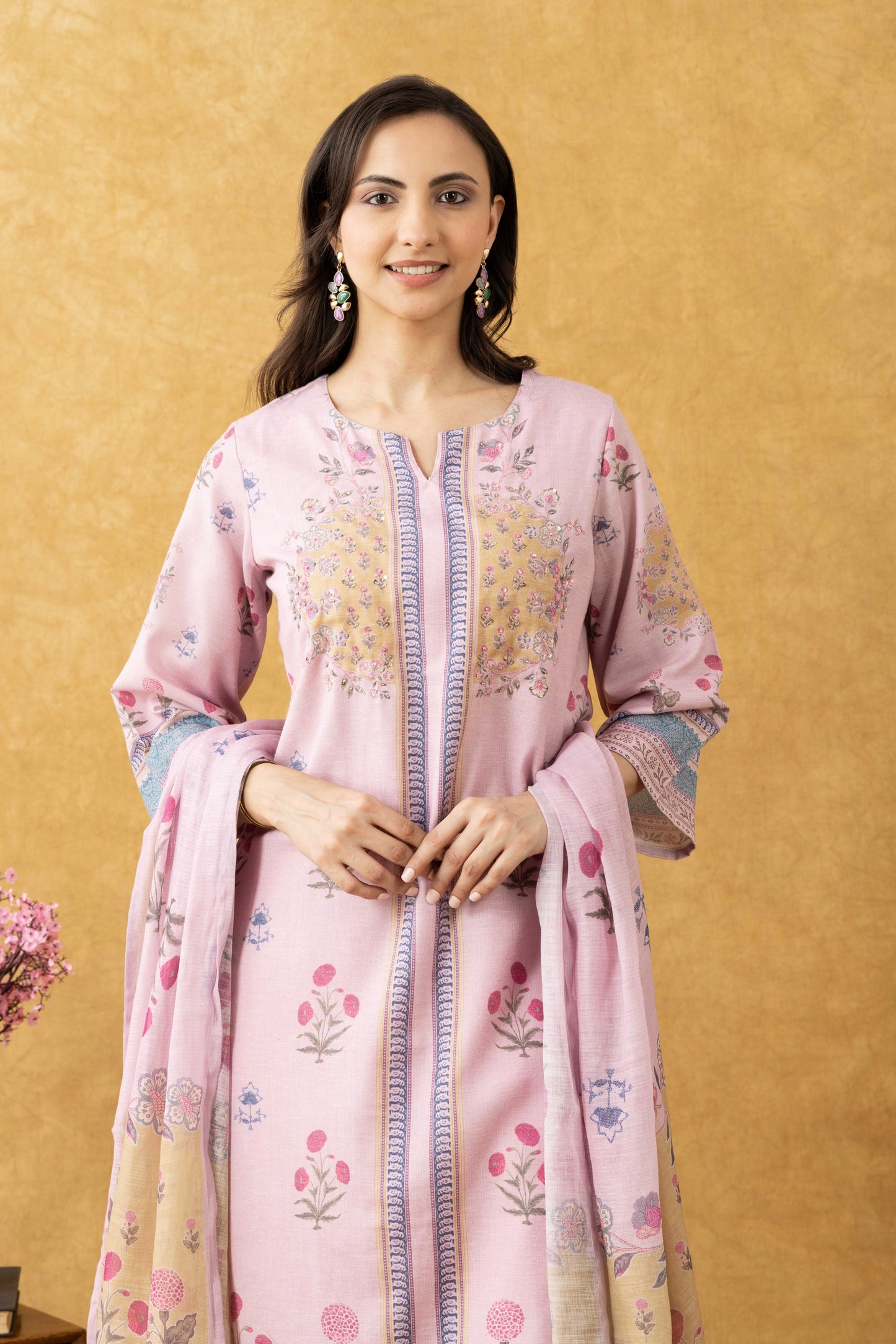 Blush Floral Cotton Suit Set