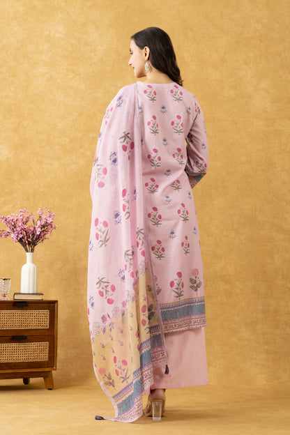 Blush Floral Cotton Suit Set