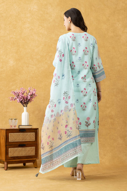 Mint Bloom Cotton Suit Set