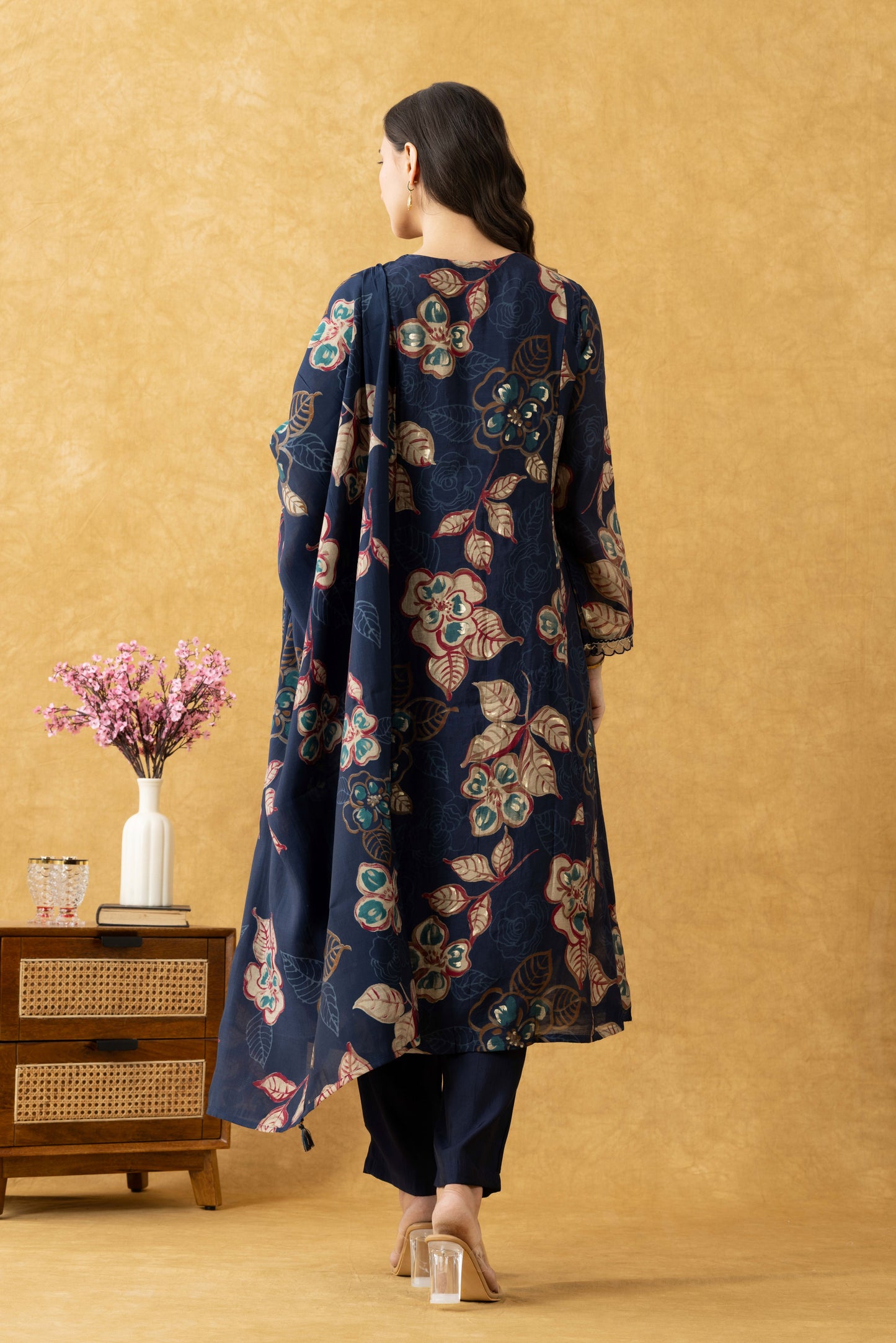 Navy Floral A-Line Suit Set