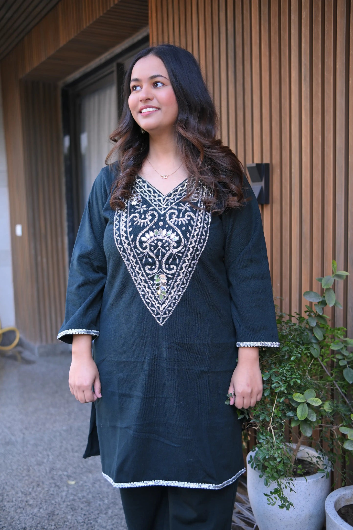 Mirror Work Woolen Co-Ord Set