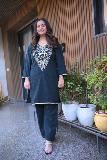 Mirror Work Woolen Co-Ord Set