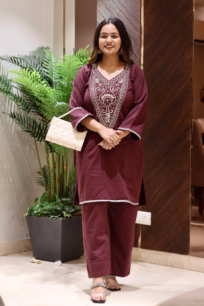 Mirror Work Woolen Co-Ord Set