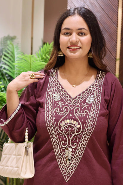 Mirror Work Woolen Co-Ord Set