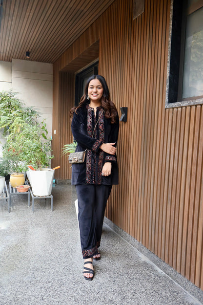 Black Kashmiri Embroidered Co-Ord Set