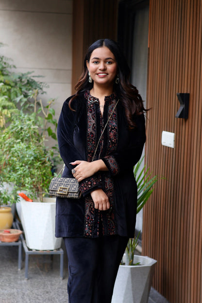 Black Kashmiri Embroidered Co-Ord Set