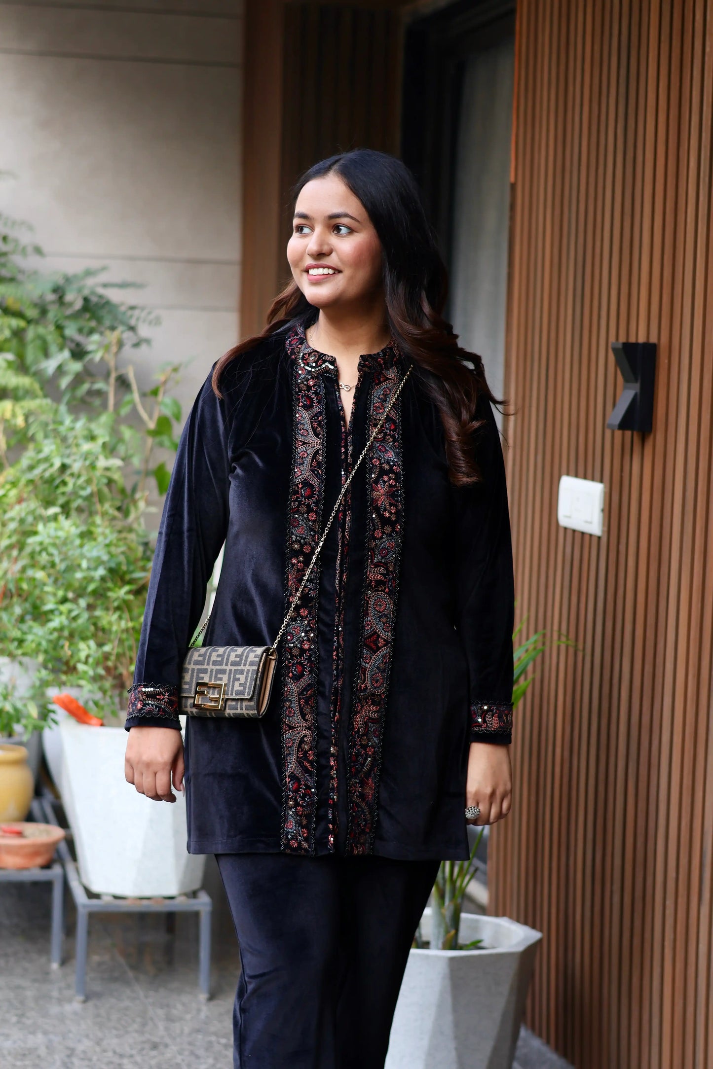 Black Kashmiri Embroidered Co-Ord Set