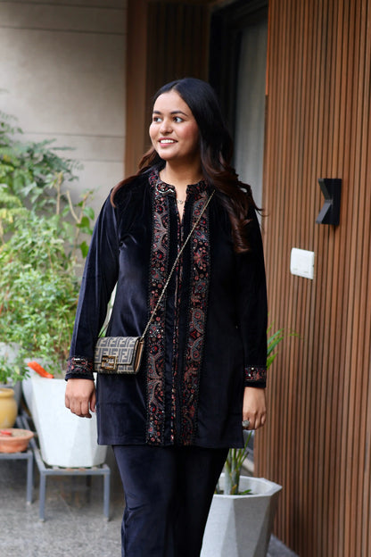 Black Kashmiri Embroidered Co-Ord Set