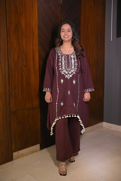 Misty Maroon Woolen Co-Ord Set