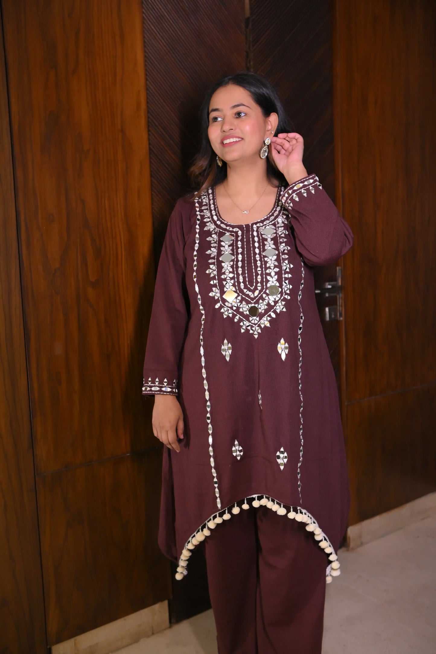 Misty Maroon Woolen Co-Ord Set