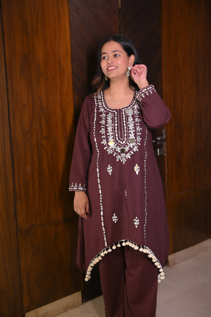 Misty Maroon Woolen Co-Ord Set