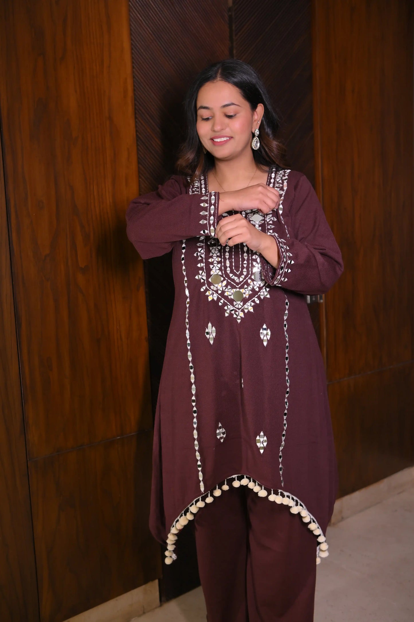 Misty Maroon Woolen Co-Ord Set