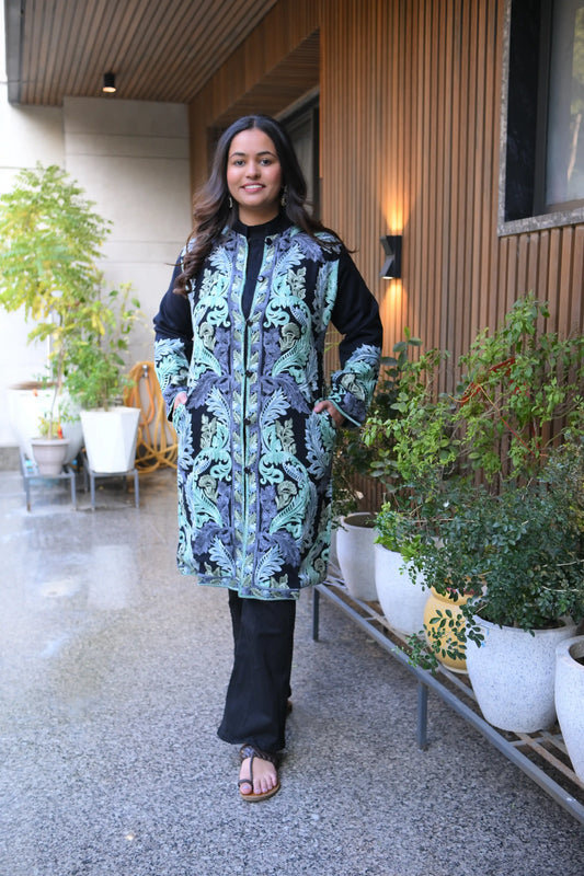 Soulara Aari Embroidered Solid Women's Jacket