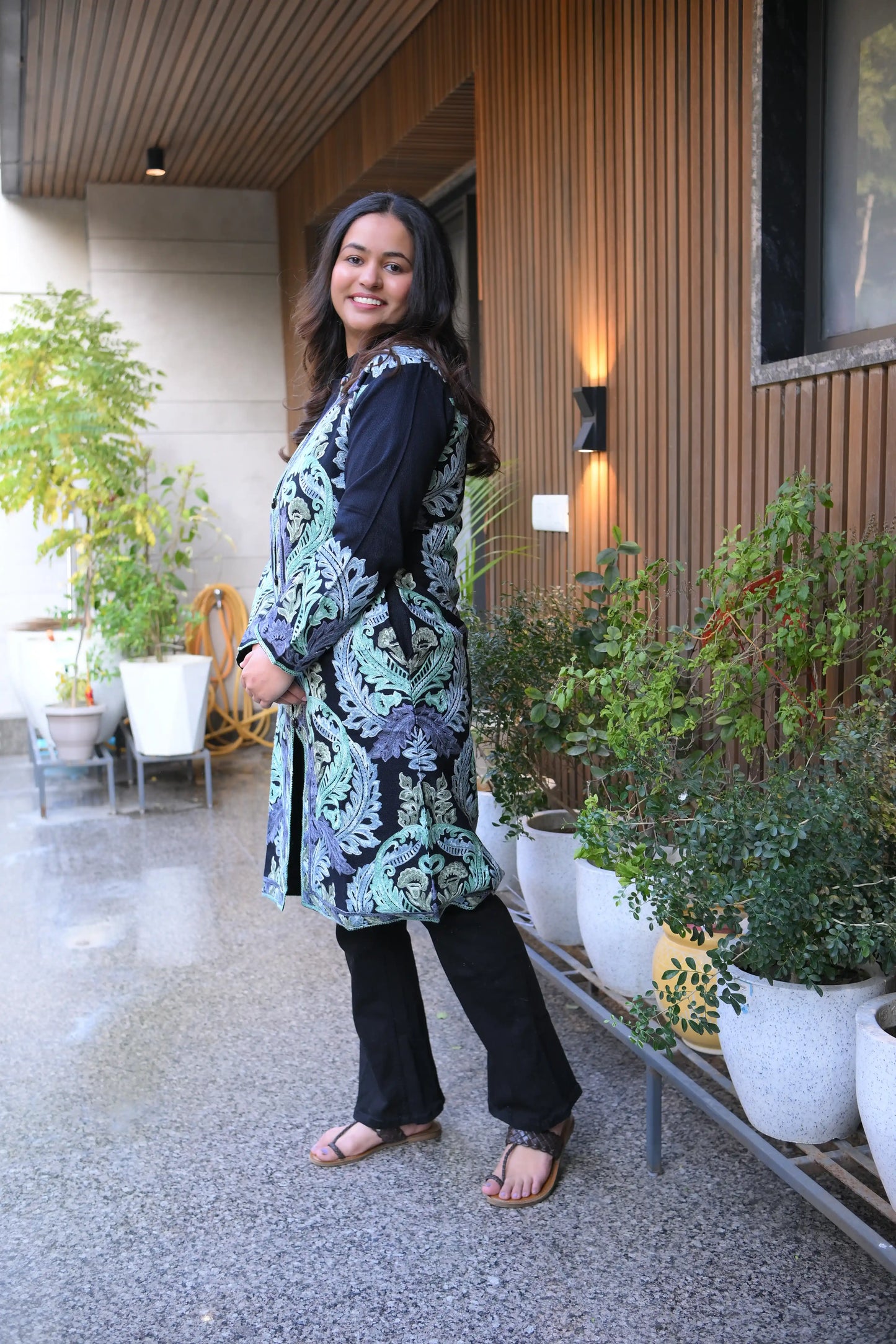 Soulara Aari Embroidered Solid Women's Jacket