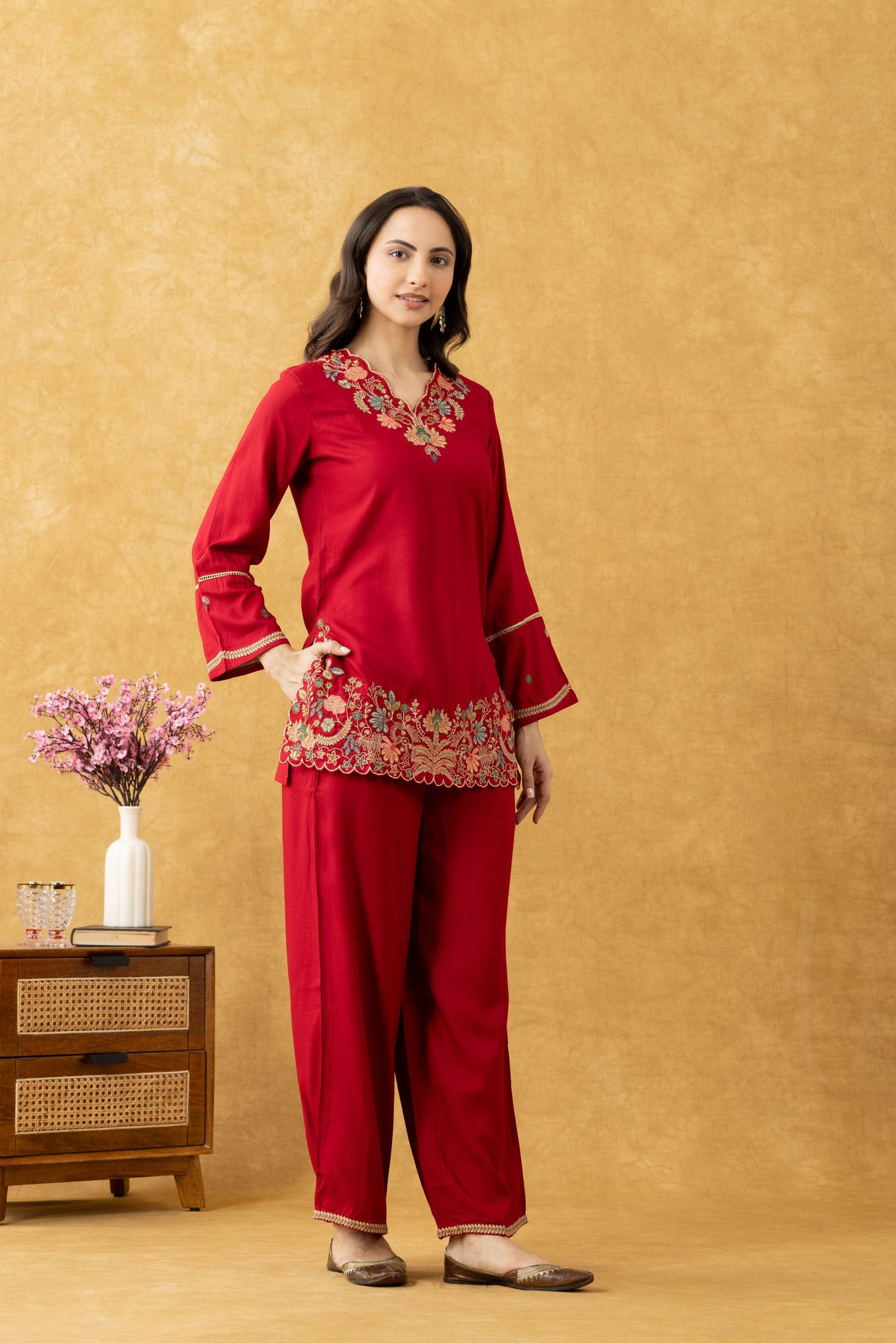 Red Cotton Co-Ord Set