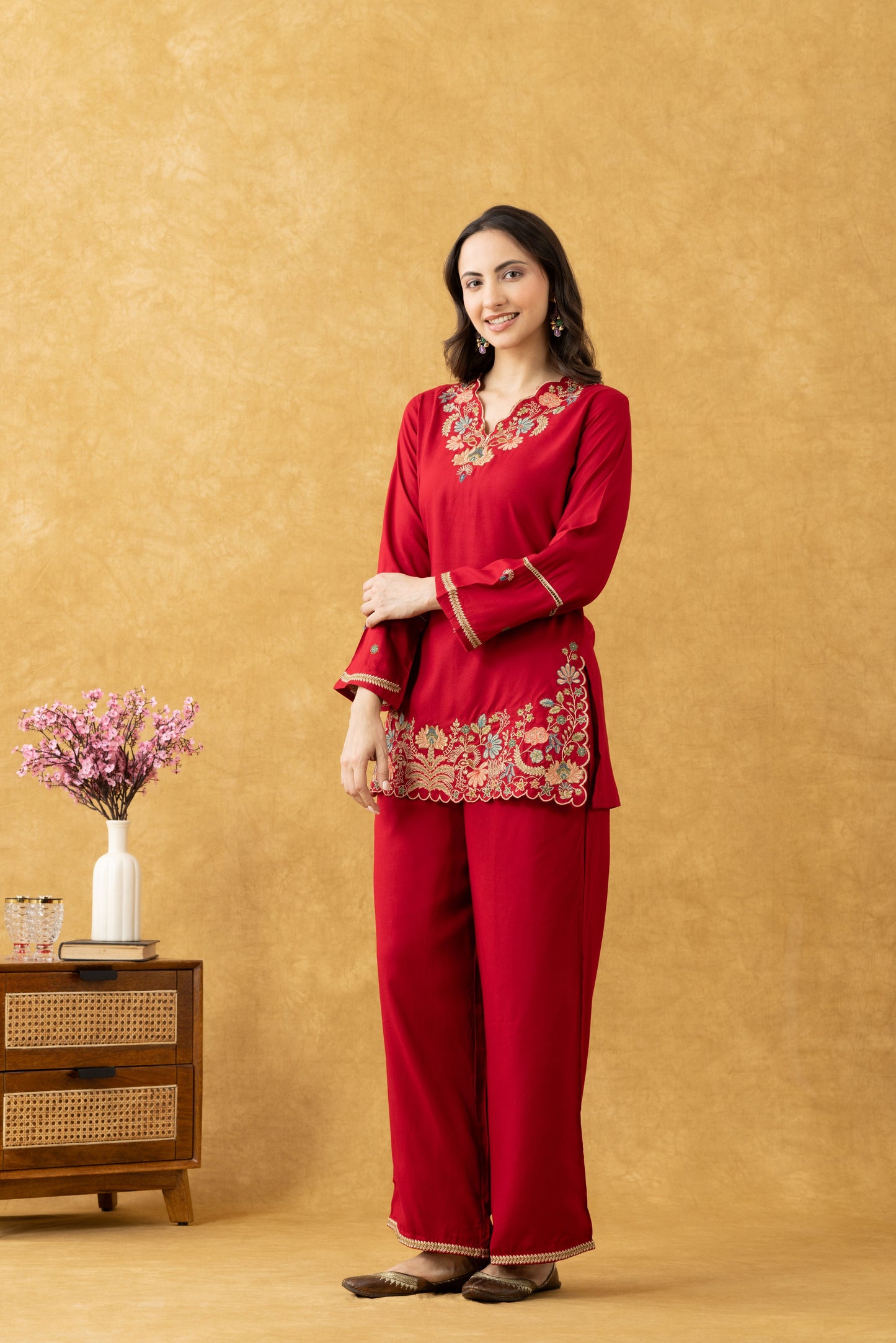 Red Cotton Co-Ord Set