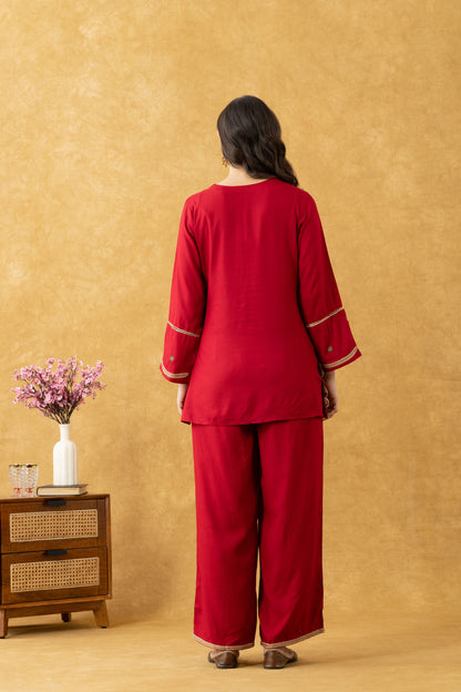 Red Cotton Co-Ord Set