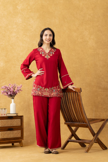 Red Cotton Co-Ord Set